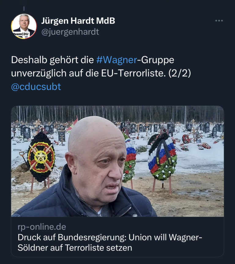 Russische Wagner-Gruppe muss auf Terrorliste!